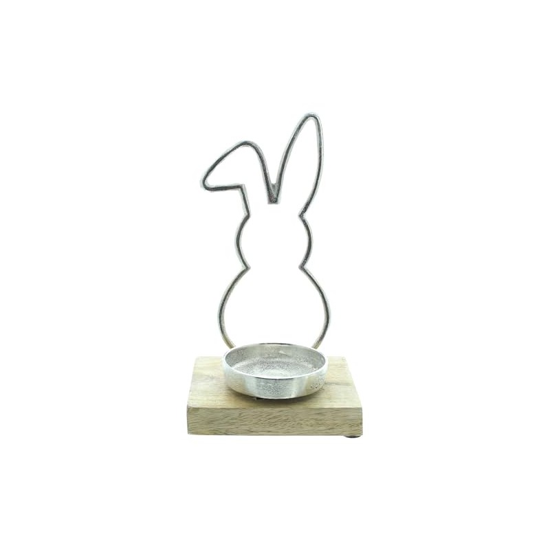 FRANK FLECHTWAREN Tea Light Holder Rabbit Cast Aluminium Mango Wood