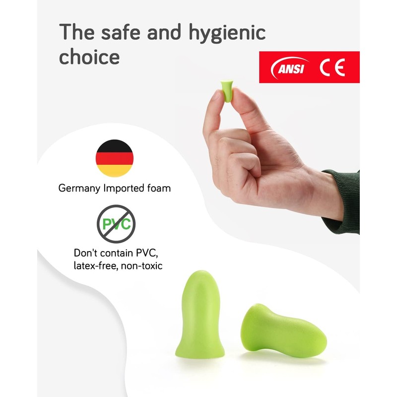 HUFFBIO Revolutionary Earplugs for Sleeping, Soft Foam, 5 Pairs, -36dB,