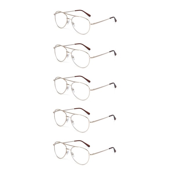 EYE ZOOM 5 Pairs readers Metal Frame Aviator Style Reading