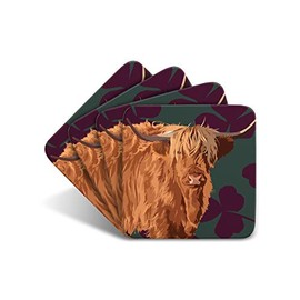 Highland Cow - Set of 4 Coasters - Leslie Gerry Animal Gifts