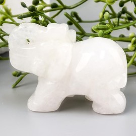 SquarezhenBo Elephant Ornament, Elephant Statue, Jade Stone Handcraft Natural Green Jade Stone Elephant Statue Decor Toys in Hand Home Décor Accents Sculptures (White)