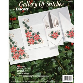 Bucilla - Poinsettia - Stamped place mats and napkins set 33209