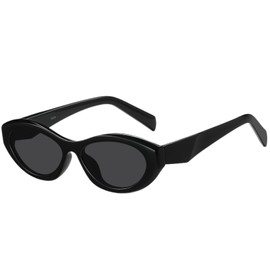 milramtob Trendy Oval Sunglasses for Women Retro Small Cat Eye Glasses 90s Shades