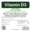 Vitamin D3 2000IU Premium Tablets |120 Pack | by ProAid