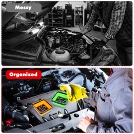 Collapsible Magnetic Parts Tray Set, Foldable Magnetic Tray, 4 Pieces 4.5 inch Square Silicone Bowls with Magnetic Base Stores and Organizes Small Parts and Tools