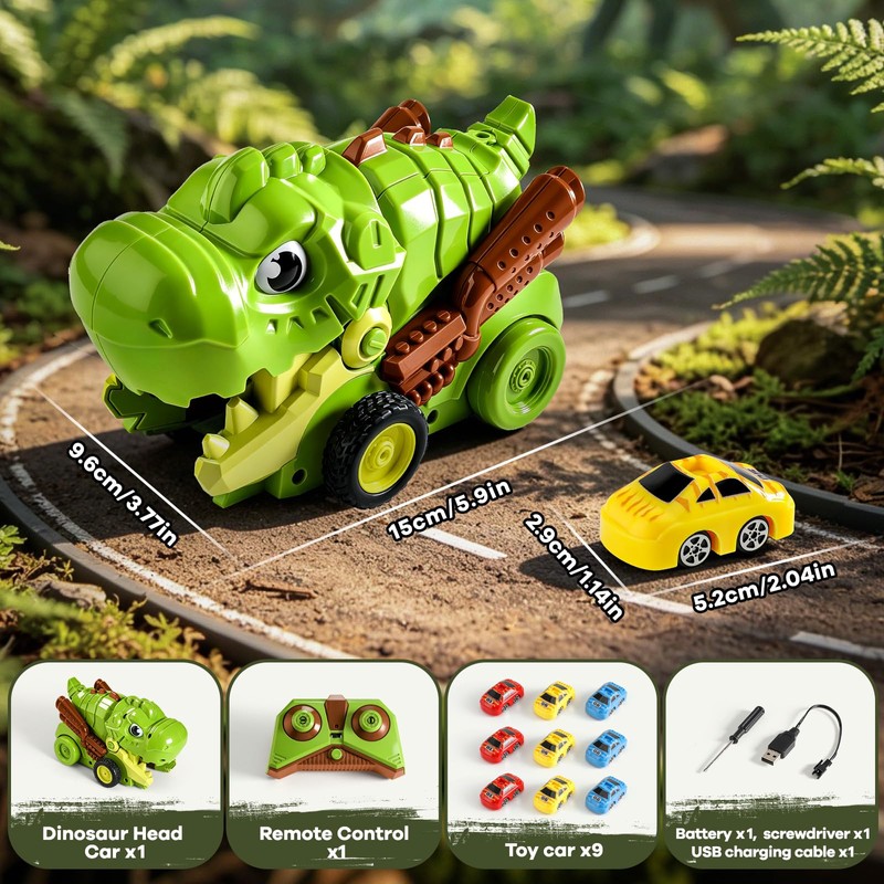 DINOTRONIC Remote Control Dinosaur Car Toy Eat Magnetic Cars for