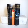 Marble Bookends Handcrafted Heavy Marble Cube Square Bookshelf Decor Set