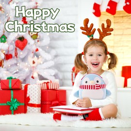 Gudisi Christmas Penguin Plush with Scarf and Earflap Cute Penguin Plushie for Kids Boys Girls Blue 12 inch