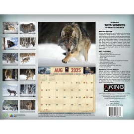 2025 Wolves Wall Calendar 16-Month X-Large Size 14x22, Wolf Calendar by The KING Company-Monster Calendars