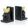 BOIHEGU Lion Statue Bookends, 7 inch Resin Exquisite Lion Statue(Set