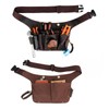TOURBON Genuine Leather Tool Belt Pouch with Adjustable Waist Belt