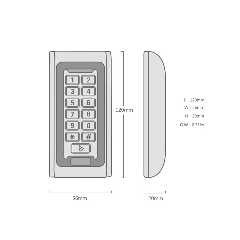 MENGQI-CONTROL Wiegand 26 bit Outdoor Install Waterproof IP68 Metal Case