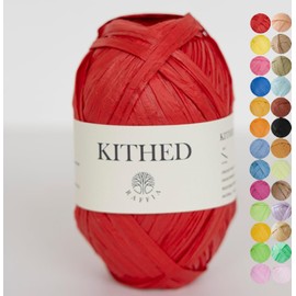 Raffia Yarn, Soft Raffia Yarn for Crochet，328ft，Smooth Raffia for Hand Knitting Summer Hats and Bags (17 Red)