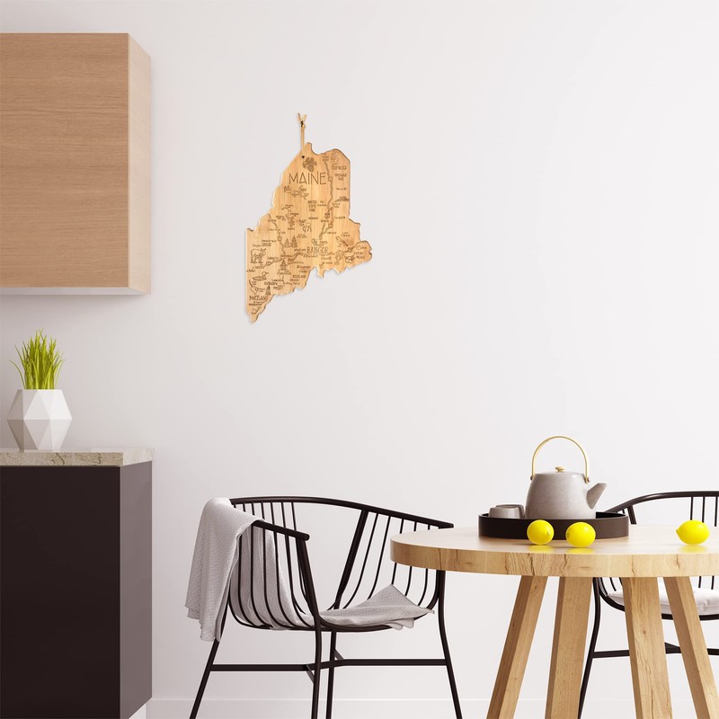 Totally Bamboo Destination Maine State Shaped Serving and Cutting Board,