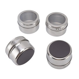 BORDSTRACT Set of 4 Magnetic Spice Jars, Stainless Steel Seasoning Storage Containers with Clear Sift and Pour Lid, for Refrigerator, Backsplash and So on Brand