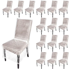 Remagr 16 Pcs Plastic Dining Chair Covers Protectors Clear Protector Waterproof Seat Cover, Fit W/21 x D/20 Inch