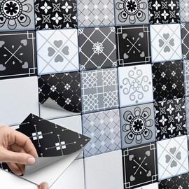 CREATISTO Mosaic Tiles Tile Stickers Tile Film - Stylish Stickers for Tiles I Sticker Tiles - Mosaic Tiles for Kitchen, Bathroom, Toilet Border (15 x 15 cm, 9 Pieces)