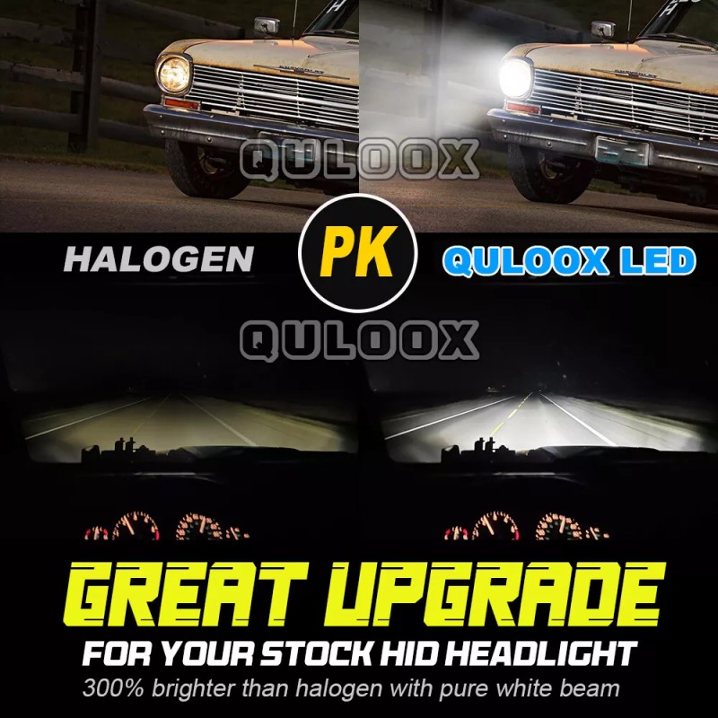 QULOOX Pair 7" Inch Round LED Headlights DRL for Ford