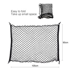 Tusenpy Car Trunk Net with 4 Hooks,Elastic Nylon Baggage Cargo Fixed Net,Flexible Cargo Organizer Net for Most Types of Cars (Black)