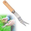 27cm Weed Puller Tool,Y-Shaped Manual Weed Puller with Wooden Handle,Stainless