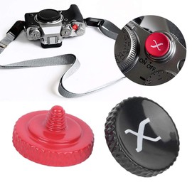 VBESTLIFE Camera Shutter Button, All Metal Shutter Release Button for Fuji X Series Camera with Rubber Ring Black Red