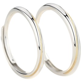 Nicoiro NSPR141 Pair Ring, Gold Line, Thin S925, Matching Couple, Metal