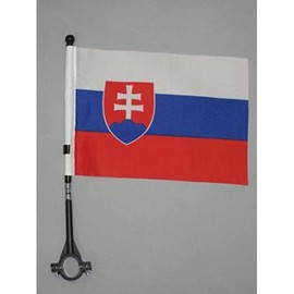 Slovakia BIKE Flag 5'' x 8'' - Slovak BICYCLE Flag 21 x 14 cm - Black plastic stick and base - AZ FLAG