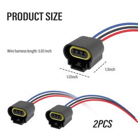 2PCS H13/9008 Headlight Connector with Wire Pigtail,Female/Male Headlight Socket for Headlights Fog Lights Conversion,Essential Headlight Wiring Harness Car Accessories (Female Socket)