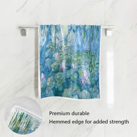 AHOMY Hand Towels Water Lilies by Claude Monet Oil Paintings Flowers Absorbent Durable Towels for Bath,Hand, Face, Gym and Spa 15 x 30 inch