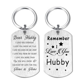 Resdink Hubby Gifts, Remember I Love You Hubby Valentines Day Keychain, Hubby Birthday Gifts Key Chain, Best Anniversary Present for Hubby Present from Wifey