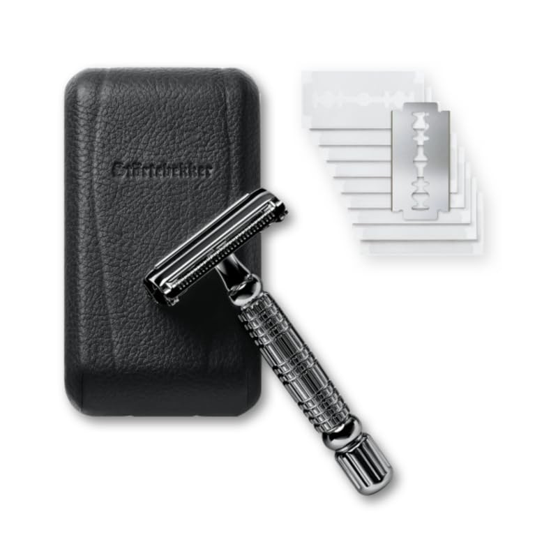 Störtebekker® Starter Set with Safety Razor with Case (Black) and