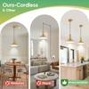 Battery Operated Pendant Lights 2 Pack,Rechargeable Pendant Light with Remote,Gold