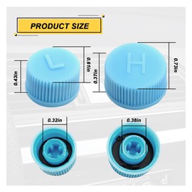 UHANBUT Car A/C Valve Core Caps, R134a Air Conditioning System Repairing Seal Kit, Leakproof High and Low Side Pressure A/C Caps, Automotive Air Conditioning Valve Cap Replacement Set (4PCS)