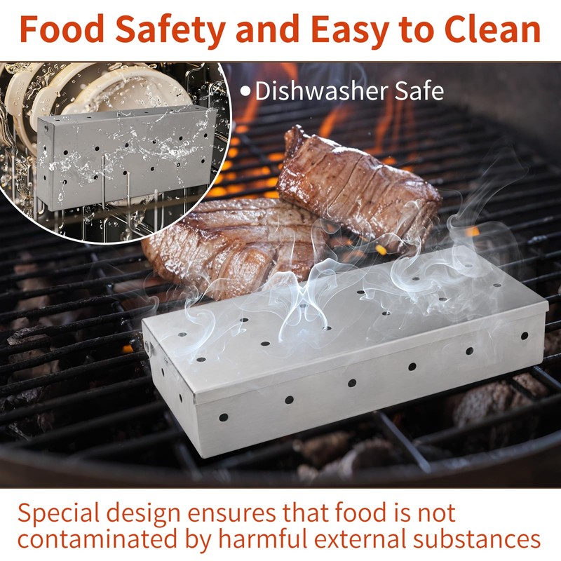 2pcs Stainless Steel Smoker Box for Gas Grill, Optimized Airflow