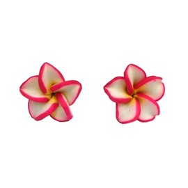 Red and White 3D Flower Stud Earrings Flower Garden Miniblings Male Kawai 15 MM