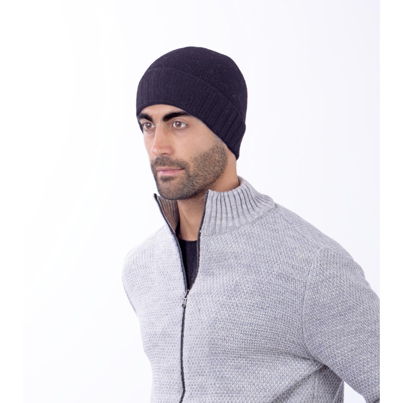 CLASSE77 Wool hat (70%) cashmere blend (30%) with ribbed lapels,