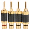 4Pcs Banana Plug Brass Gold Plated Black Carbon Fiber Shell