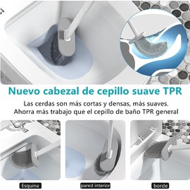 Juego de 3 Escobillas de Silicona para Baño, Montaje en Pared, Gris Oscuro