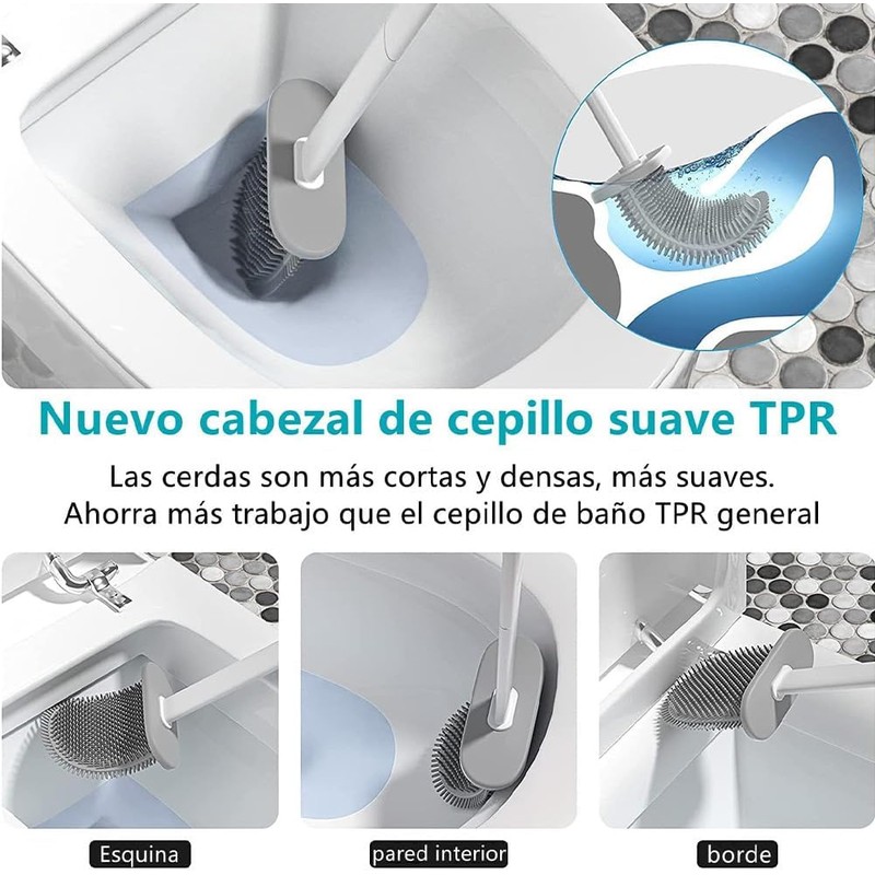Juego de 3 Escobillas de Silicona para Baño, Montaje en