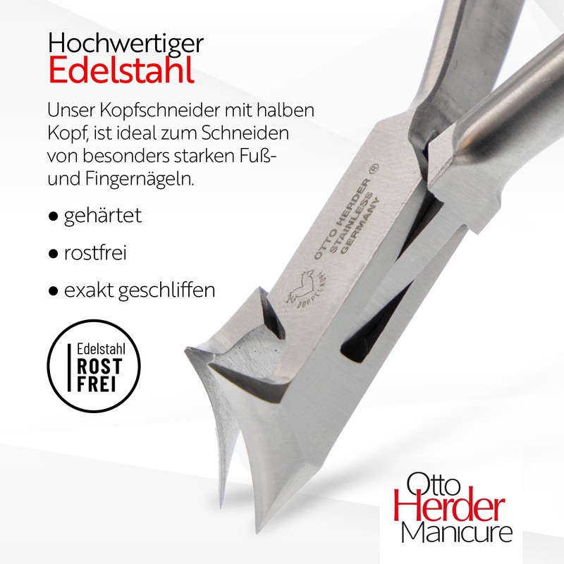 Otto Herder Manicure Stainless Steel Toenail Clippers, Head Cutter Nail