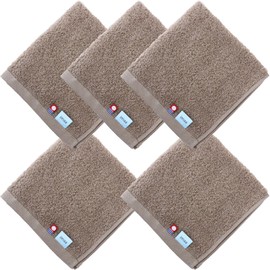 imaa Imabari Towel Certified Hand Towel, Fluffy, Thin, Absorbent and Quick Drying, Made in Japan, 100% Cotton, 13.4 x 13.8 inches (34 x 35 cm), Vacuum Compressed Pack (5 Light Brown)