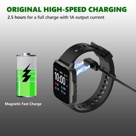 GloryFit T50 T50S T60 T70 T80 Smart Watch Charger for uaue, QXQ, CASCHO, Matast, Donerton, Kuizil, WeurGhy, Csasan, Soudorv, Puqo, Cillso T80 T70 T60 T50 Magnetic Charging Cord Cable (3.3Ft, Black)