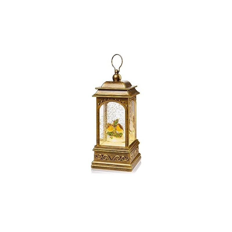 Premier Christmas Festive Winter Robins LED Metal Water Lantern with