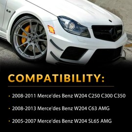 DERMOKA LED Side Marker Lights for 2008-2011 Mer'cedes-Benz Pre-LCI W204 C250 C300 C350 & 2008-2013 C63 AMG & 2005-2007 SL66 AMG, Smoked Len 2PCS (Amber)