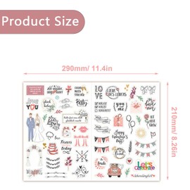 ZIJANG Wedding Guest Book Stickers, Pack of 10 Photo Album Stickers for Photo Album (587 Patterns), for Guest Books, Photo Albums, Party Gifts and Invitation Cards