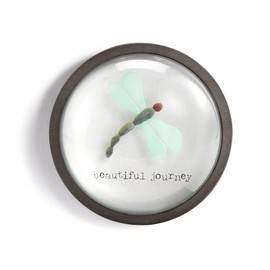 DEMDACO Sharon Nowlan Beautiful Journey Dragonfly Teal 3.5 x 3.5 Glass Paperweight