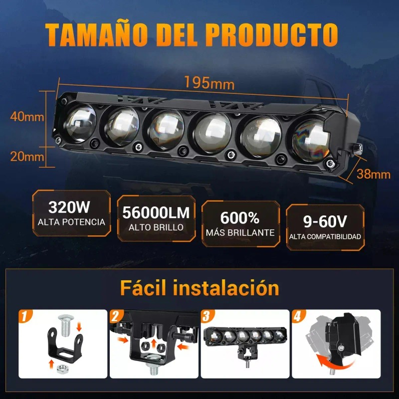 Par Faros De Lupa 6cuentas 3modos Para Auto, Moto W1