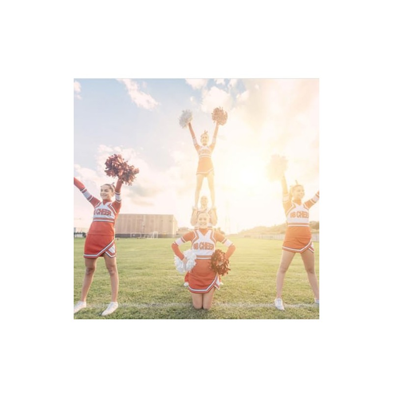 We Moment Blue and Red 12in Cheerleading pom poms Metallic