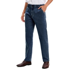 voeeron Mens Elastic Waist Jeans Relaxed Fit Elastic Waist Jeans for Men with Zipper and Button 36x30 Vintage Blue