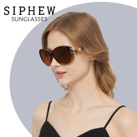 SIPHEW Women's Polarised Oversized Elegant Classic Sunglasses Women Oversize with UV400 Protection, A5 - Grdbraun/Braun